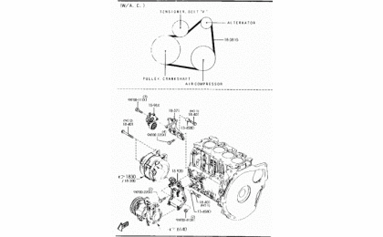 1580c-bracket, pulley & Belt (diesel)(1600cc)(w / A.c.)