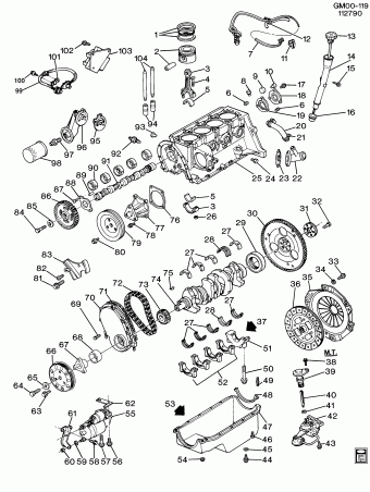 Cavalier 1990 (LM3) ENGINE,2.2L(2.2G),L4,TBI