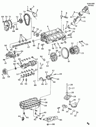 Pickup - 03,53 Bodystyle (2WD) 1990 (L05) ENGINE,5.7L,8 CYLINDER,TBI