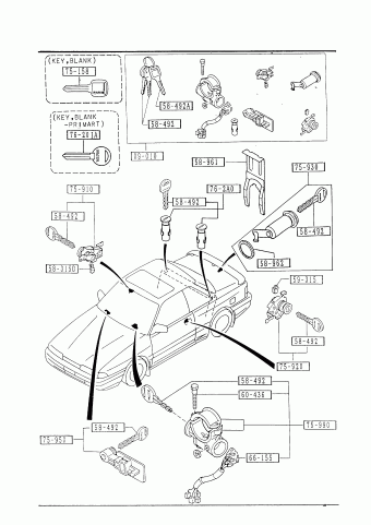 Y1. BODY ELECTRONICS | Mazda MX-6 1988 AUGA02 Parts Catalogs 