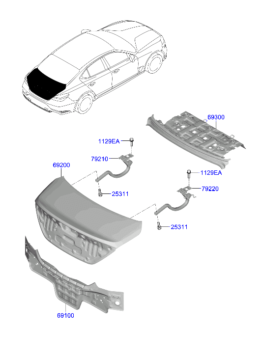 Genesis G70 21 2021 — Back Panel & Trunk Lid