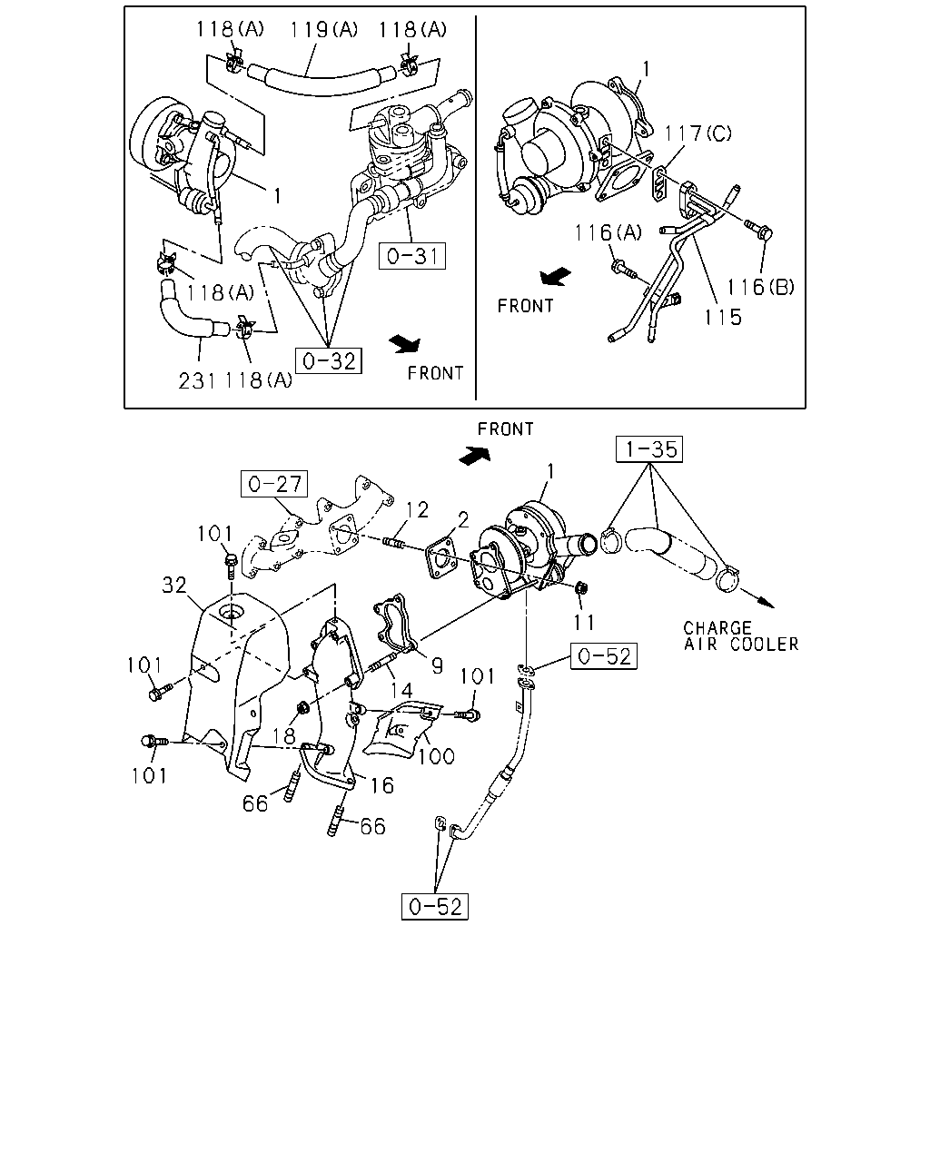 Isuzu TFR/TFS(Europe)-RHD 2005 — Turbocharger System — Turbocharger Side;4JA1-TC