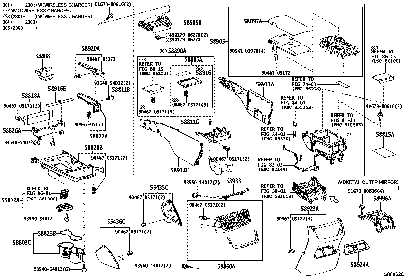 Lexus ES350-300H-2 2022 — Console Box & Bracket