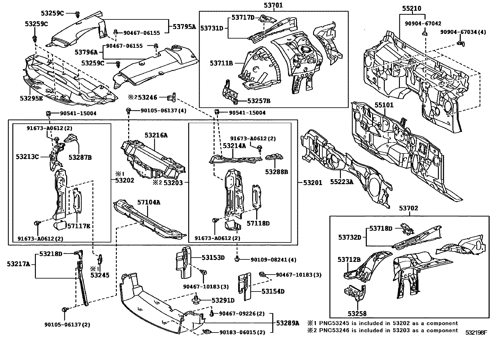 Lexus IS250-300 2010 — Front Fender Apron & Dash Panel