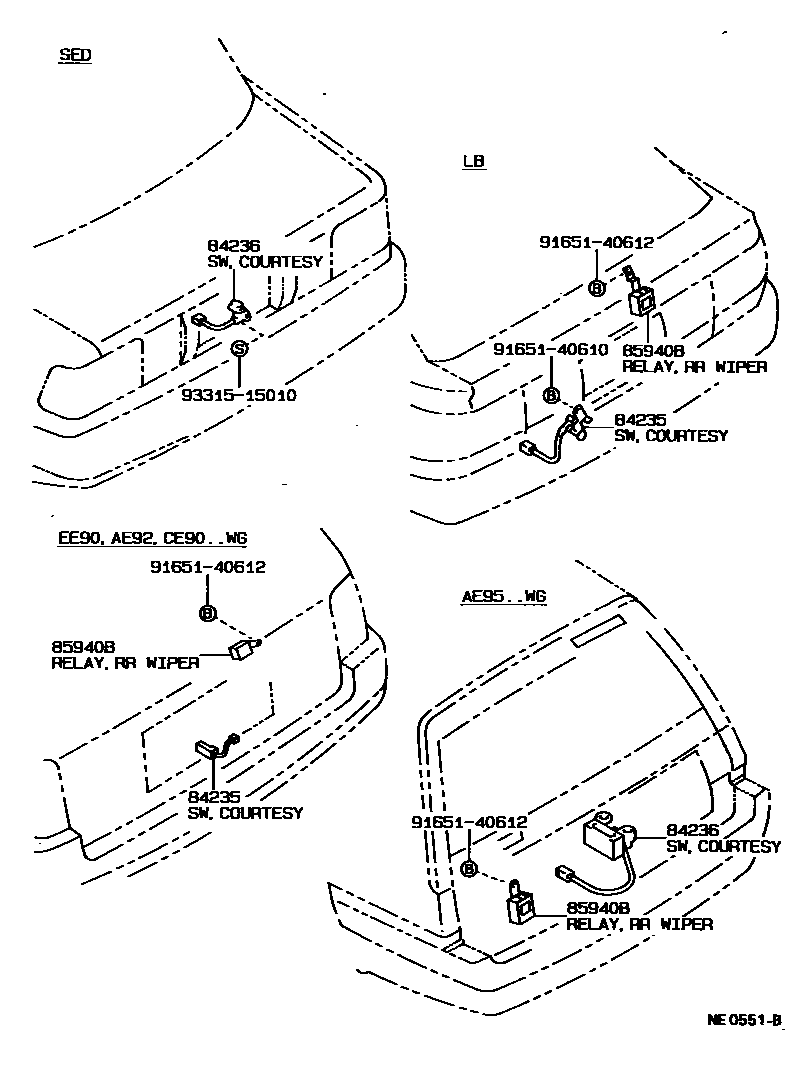 Toyota COROLLA-SED-LB-WG 1992 — Switch & Relay & Computer