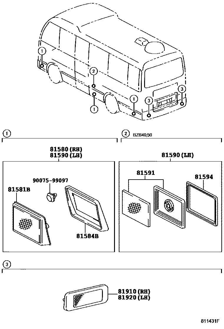 Toyota Coaster 1998 — Reflex Reflector