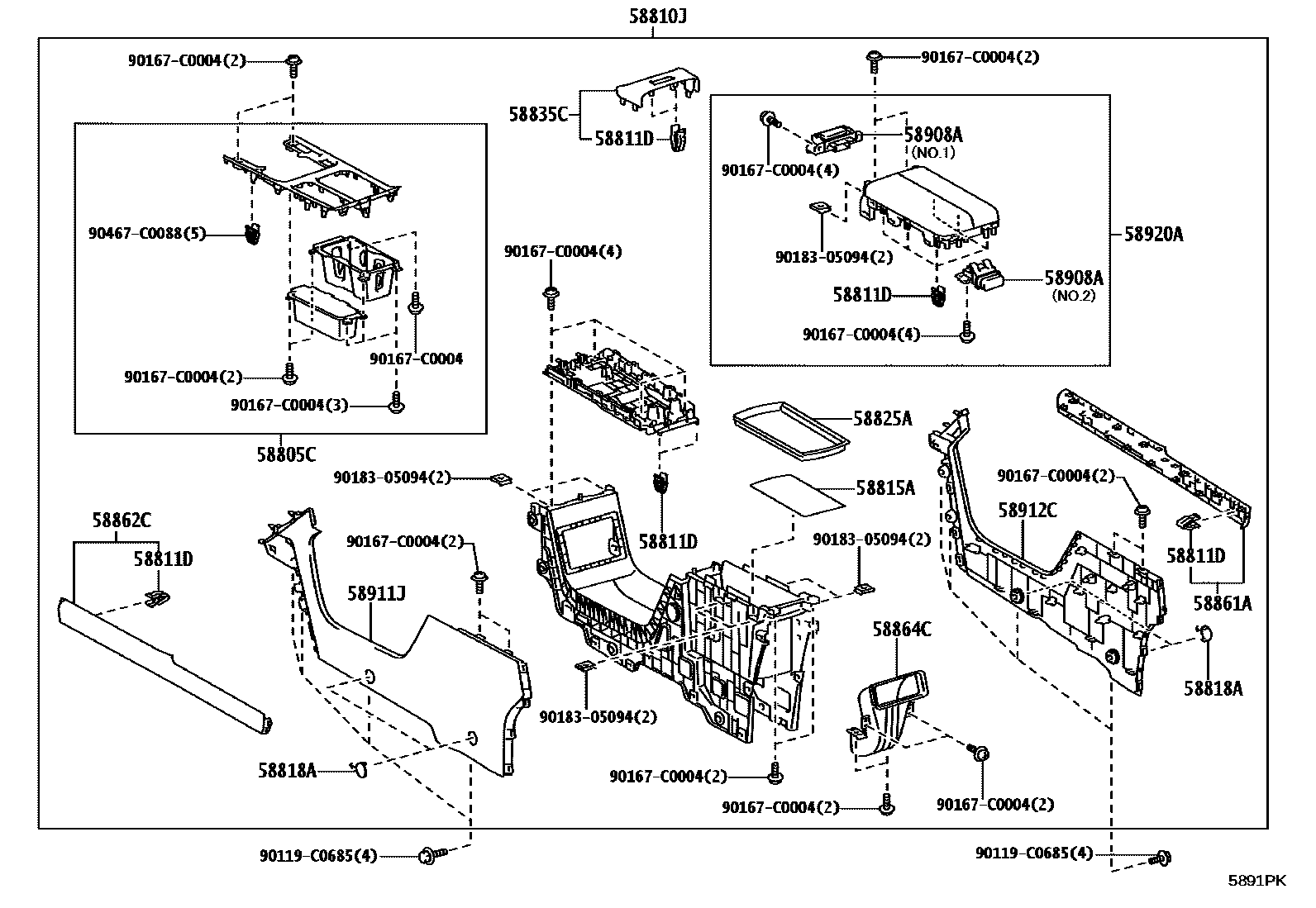 Toyota BZ3X 2025 — Console Box & Bracket