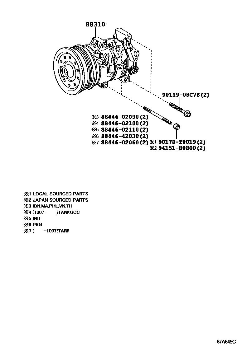Toyota Corolla-Altis 2013 — Heating & Air Conditioning - Compressor