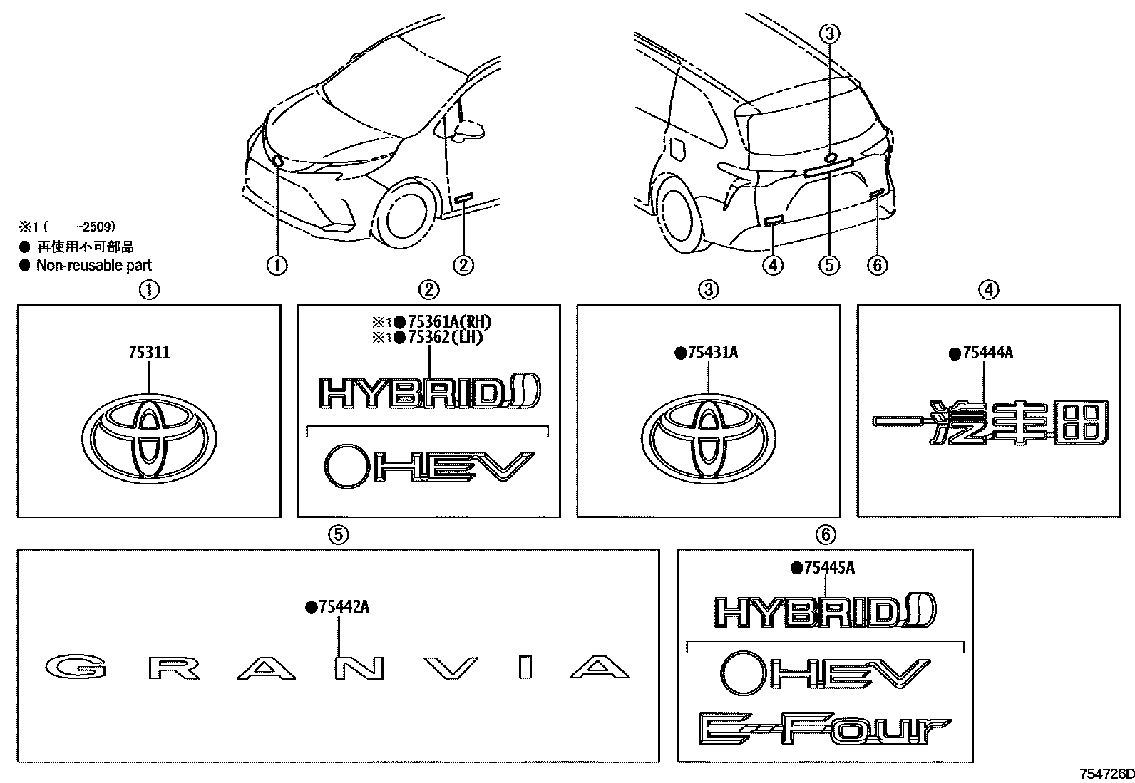 Toyota Granvia-Hybrid 2025 — Emblem & Name Plate