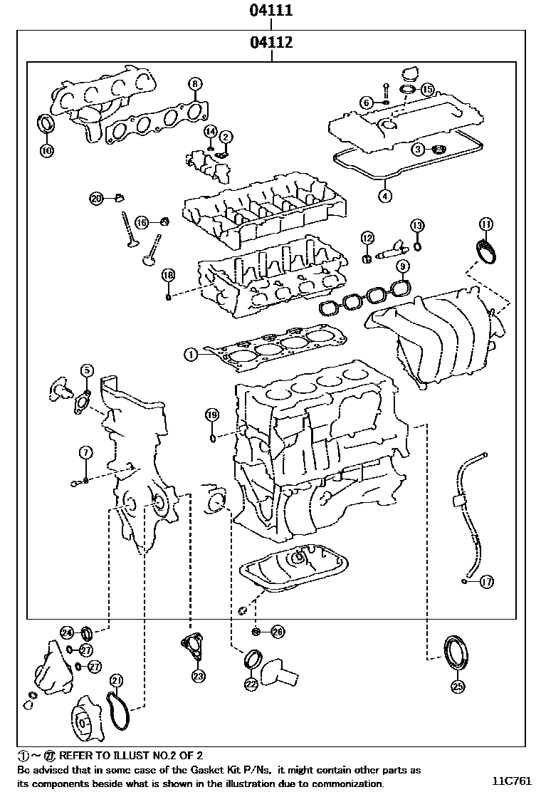 Toyota Corolla-Altis 2013 — Engine Overhaul Gasket Kit