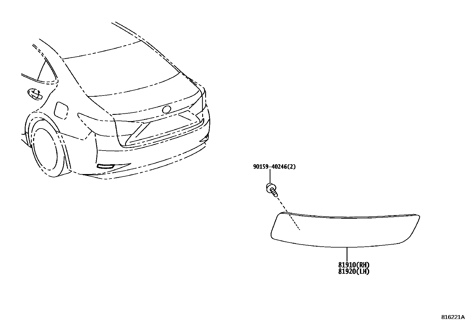 Lexus ES350-300H 2013 — Reflex Reflector