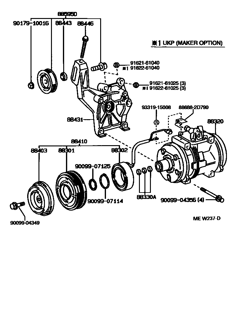 Toyota CARINA-E-UKP 1997 — Heating & Air Conditioning - Compressor