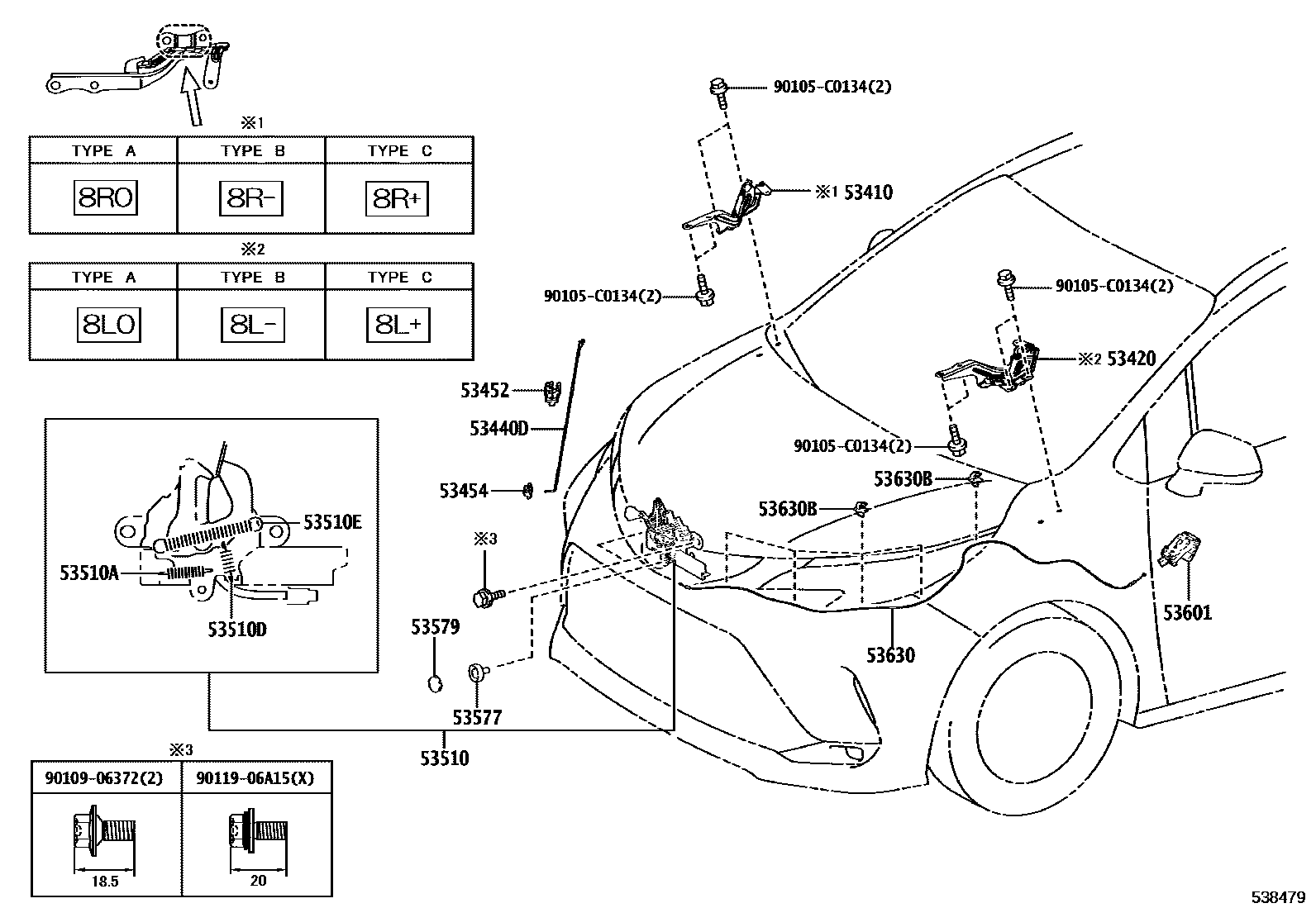 Toyota Granvia-Hybrid 2025 — Hood Lock & Hinge