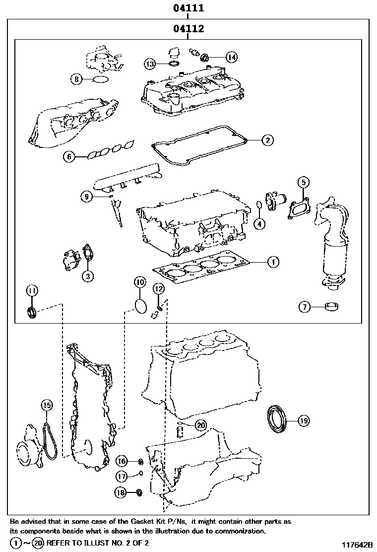 Toyota Etios 2014 — Engine Overhaul Gasket Kit