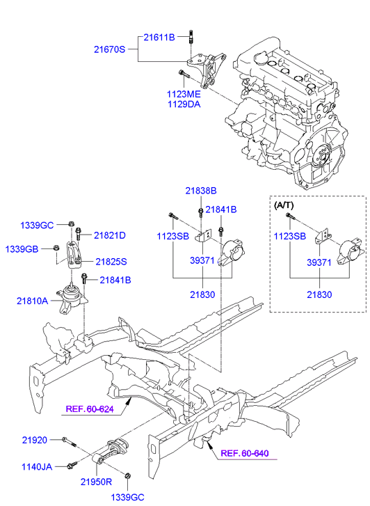 Hyundai I20 08 2012 — Engine & Transaxle Mounting [1600 CC - Gamma]