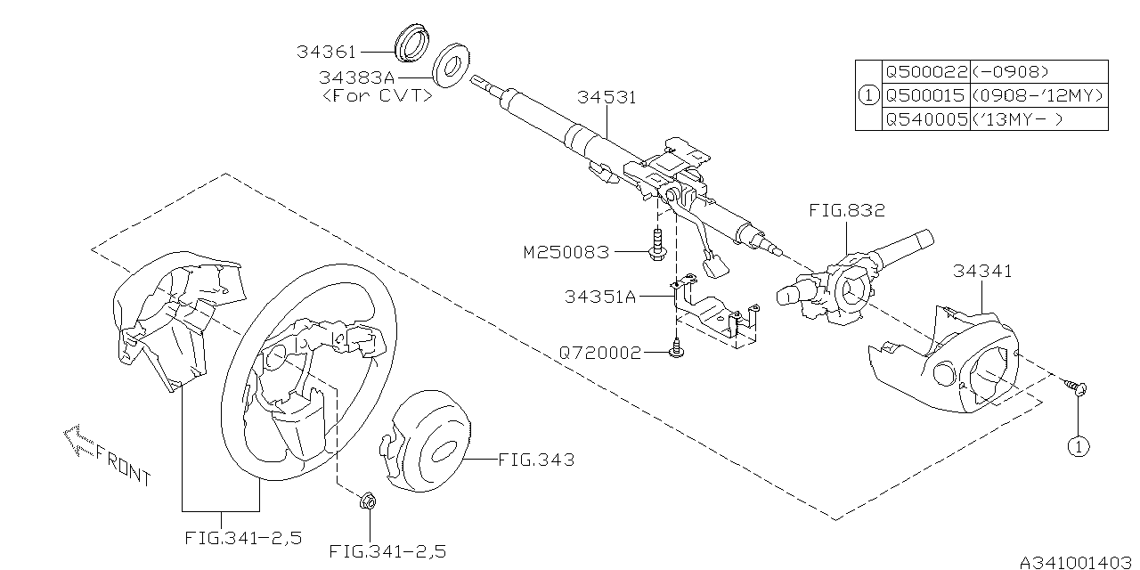 Subaru Legacy 2010 — Steering Column