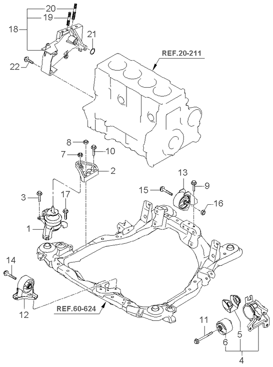 Kia Sportage 2005 — Engine & Transaxle Mounting [2000 CC, T/C Inter Cooler]