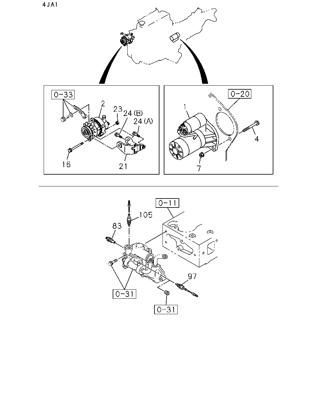 Isuzu TFR/TFS LHD 2014 — Engine Electrical Control Parts — Starter,Generator And Thermo Switch