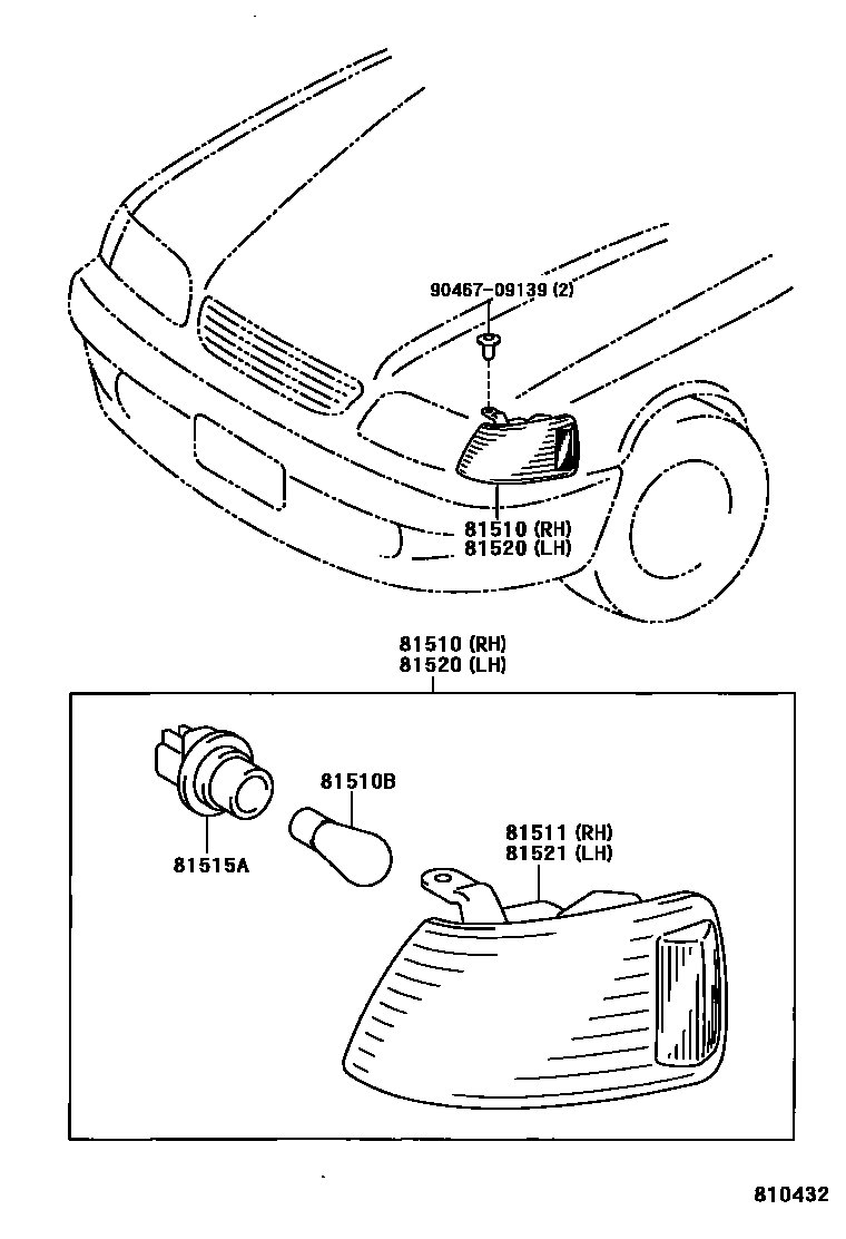 Toyota COROLLA-SED-WG 1998 — Indicateurs De Direction Avant