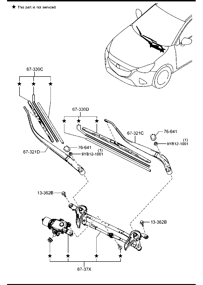 Mazda MAZDA2 2014 — Windshield Wipers