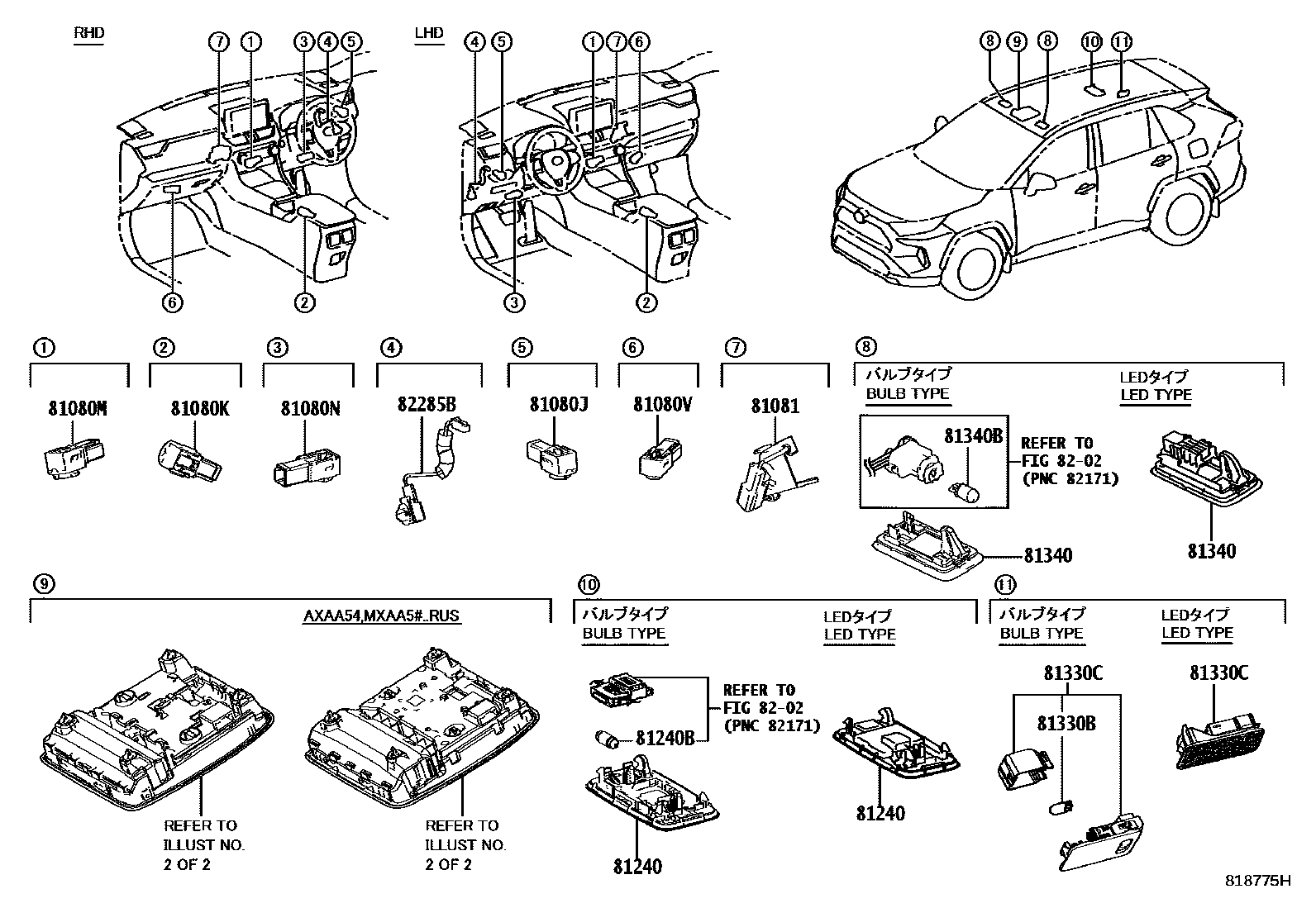 Toyota RAV4-JPP 2024 — Plafonnier