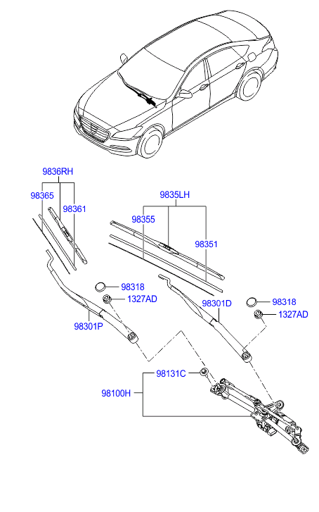 Hyundai Genesis 14 2014 — Windshield Wiper
