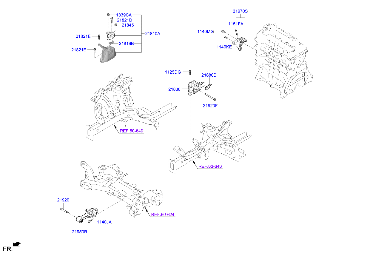 Kia Niro Plus 22 2023 — Engine & Transaxle Mounting [1600 CC - Kappa]