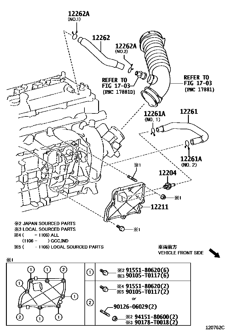 Toyota Corolla-Altis 2011 — Durite Ventilation