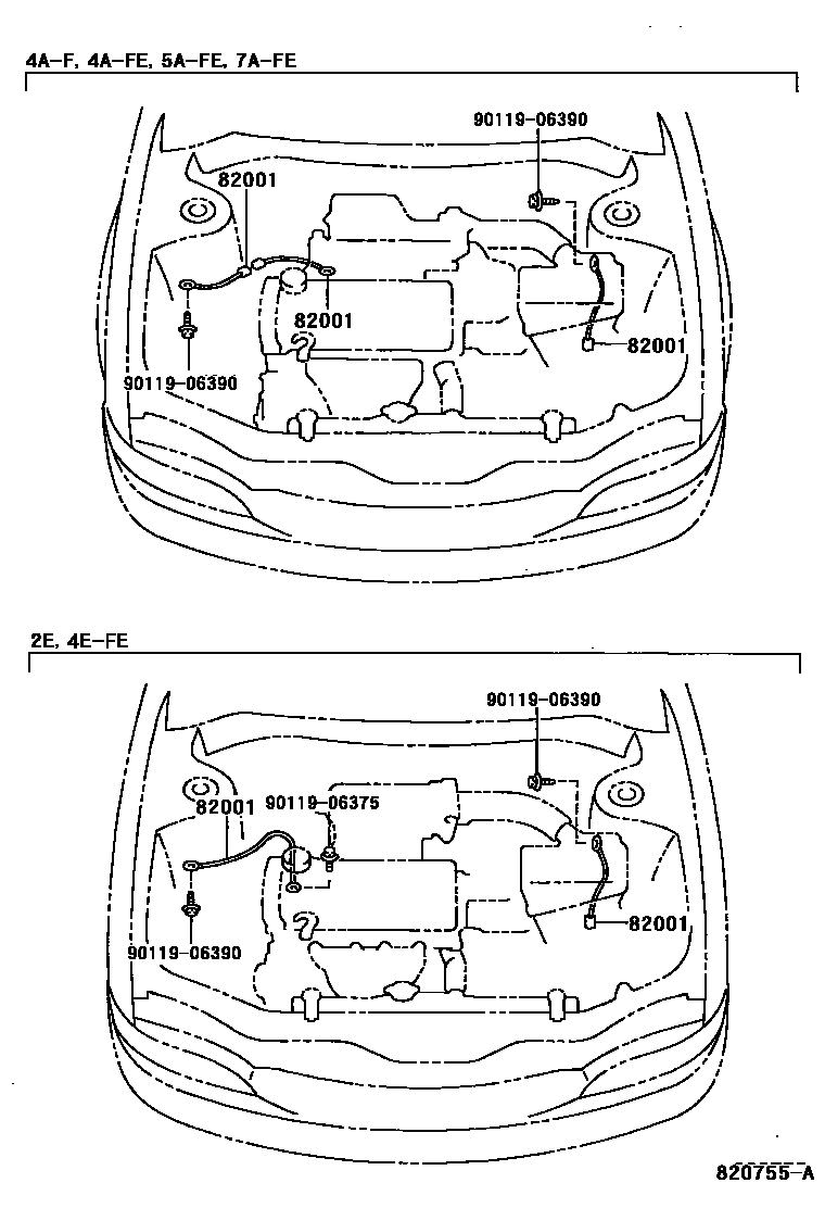 Toyota COROLLA-SED-WG 1998 — Faisceaux Et Fixations