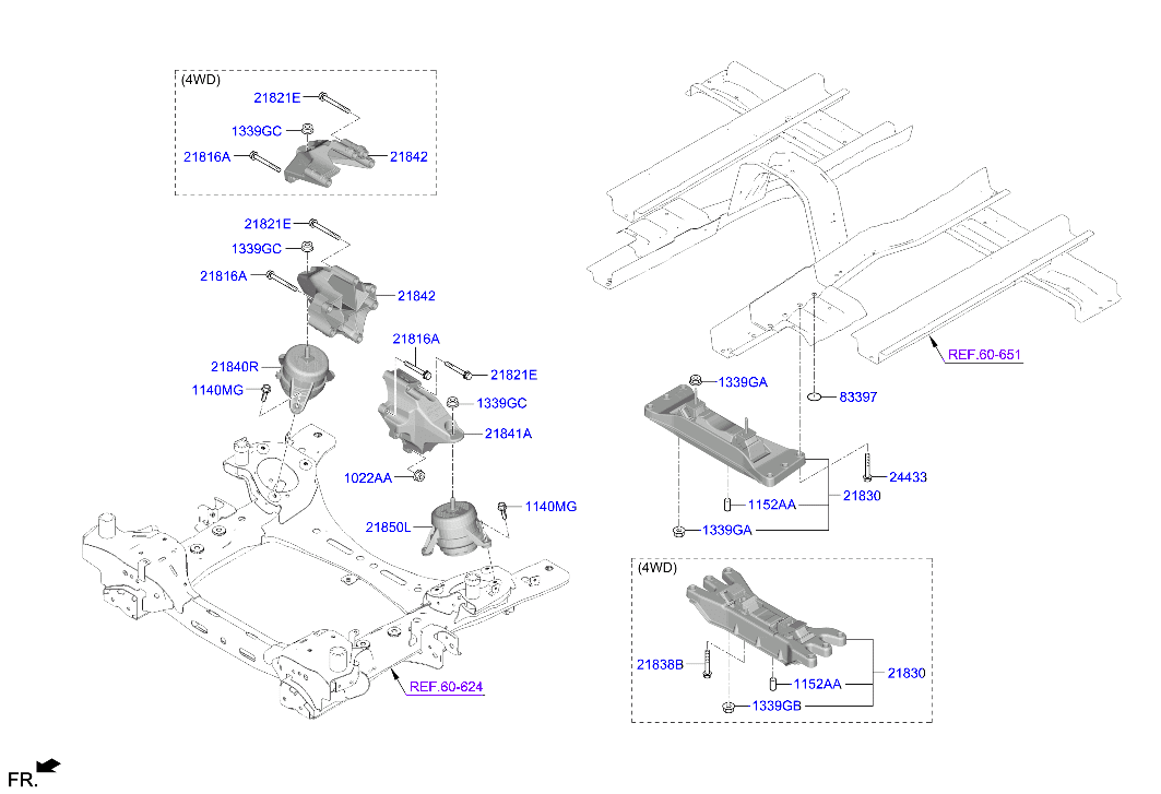 Genesis GV70 21 2022 — Engine & Transaxle Mounting [2500 CC - THETA-III]