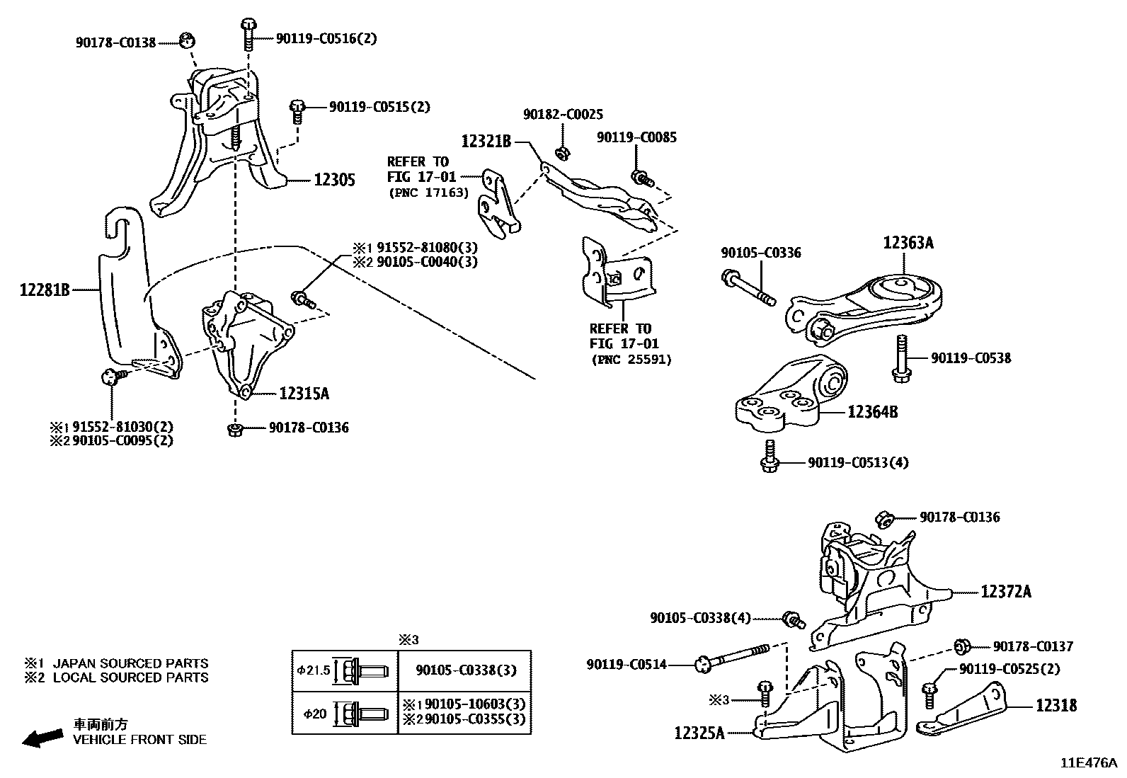 Toyota Corolla 2022 — Fixations Moteur