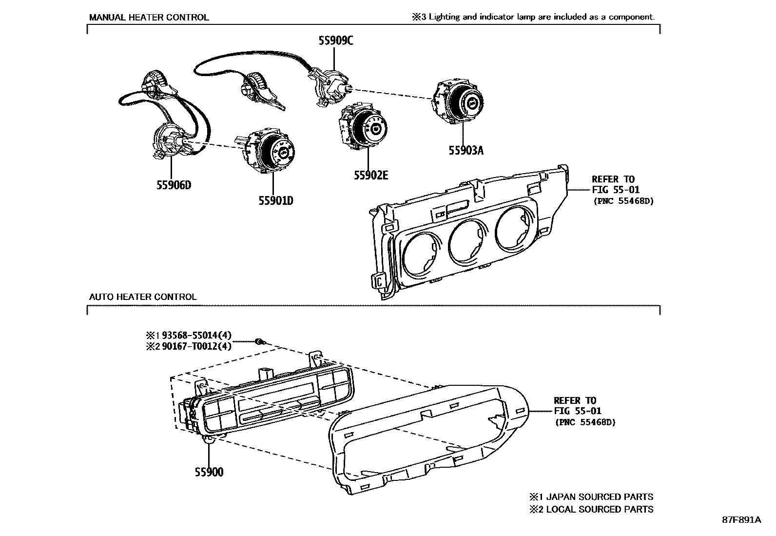 Toyota Corolla-Altis 2018 — Chauffage Et Climatisation - Commande Et Conduits D'Air