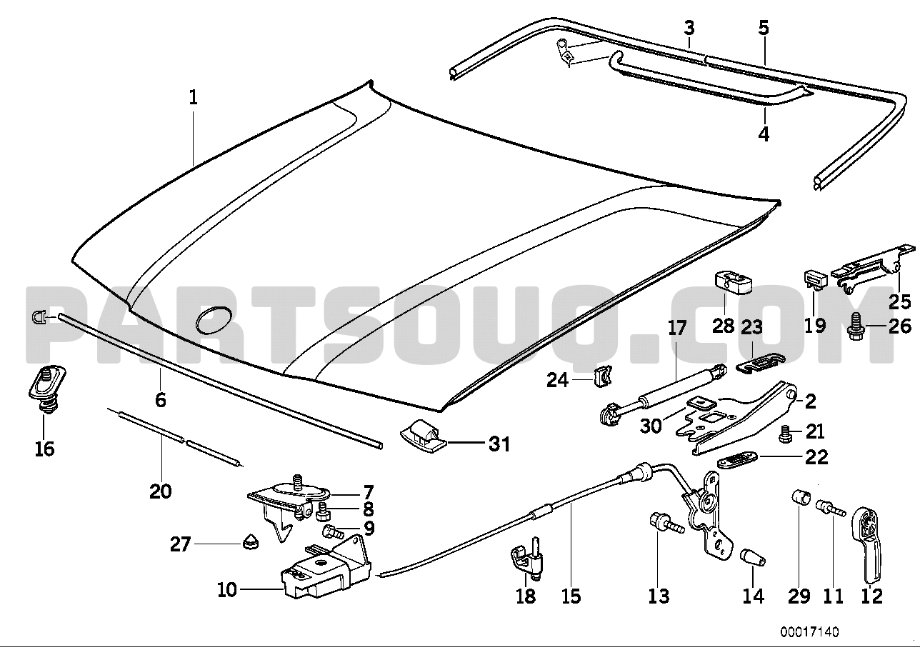 BMW E36 Rear Bonnet Seal 694mm 51718122580