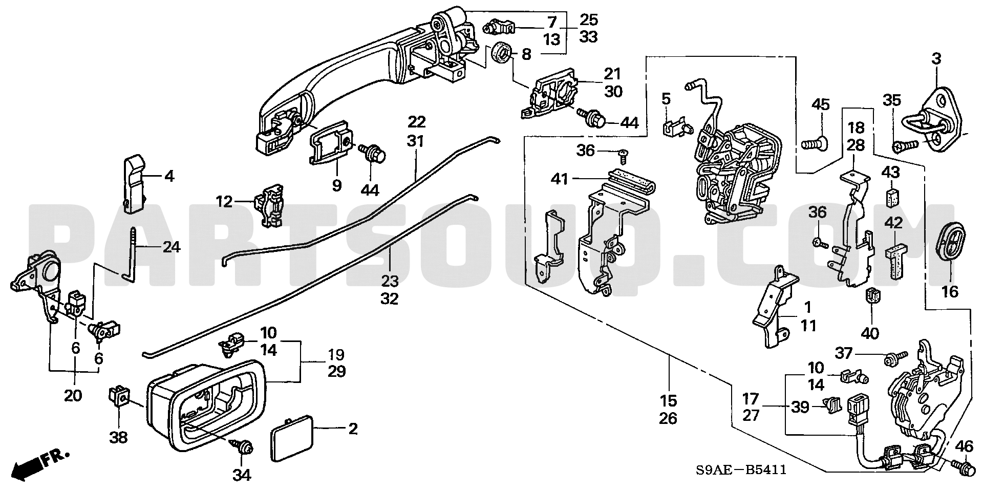 Genuine Honda 72171-S9A-E01 Door Handle Rod