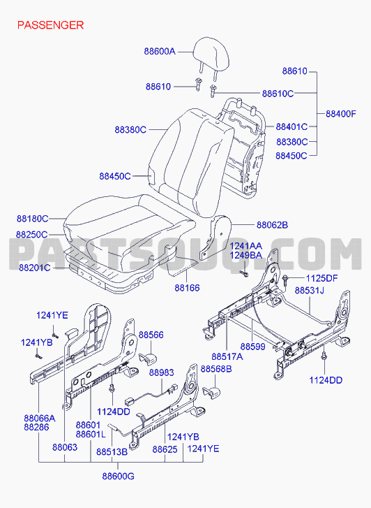Front Genuine Hyundai 88160-25100-FDJ Seat Cushion Covering