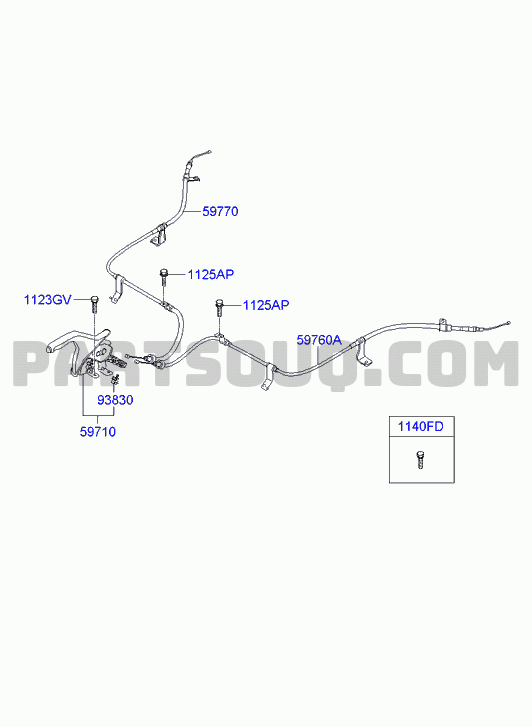 RH GENUINE HYUNDAI i20 Parking Brake Cable 597701J300