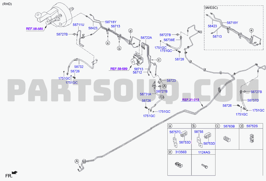 587312S100 Genuine Hyundai IX35 Front Brake Hose LH