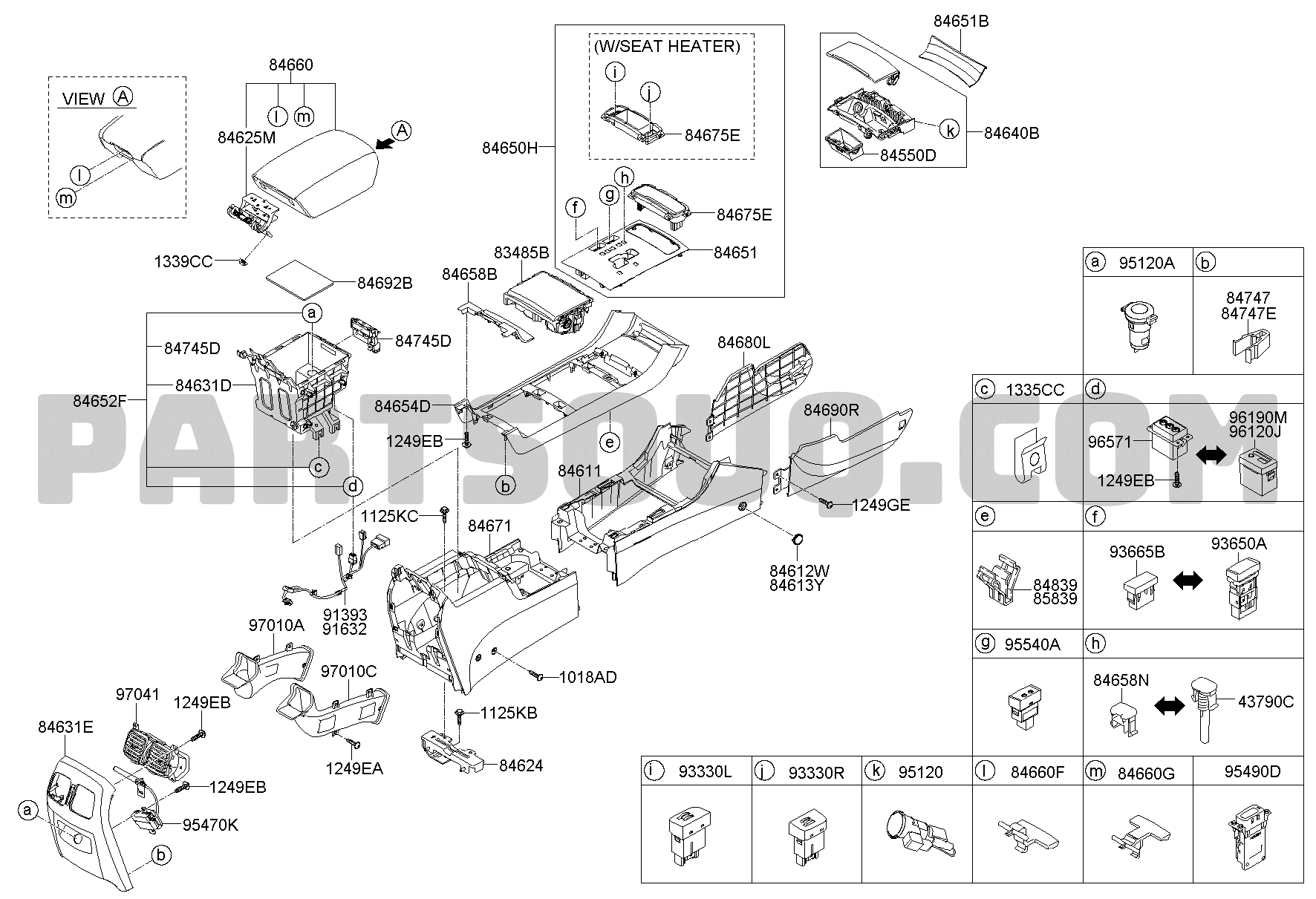 Rear Genuine Hyundai 84620-3L000-WK Console