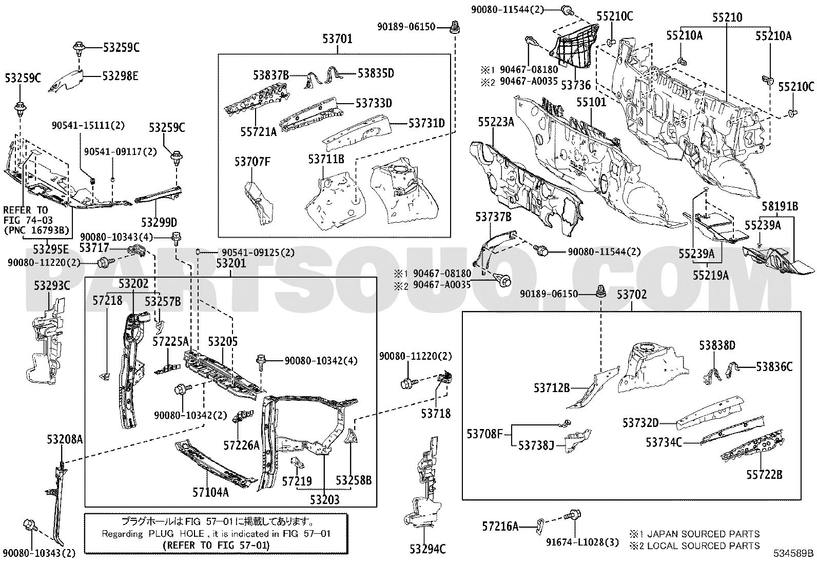 Front Fender Apron Dash Panel Highlander Gsu55l Artnka Asu50 Gsu5 Gvu58 Toyota Genuine Parts Catalogs Partsouq Auto Parts Around The World