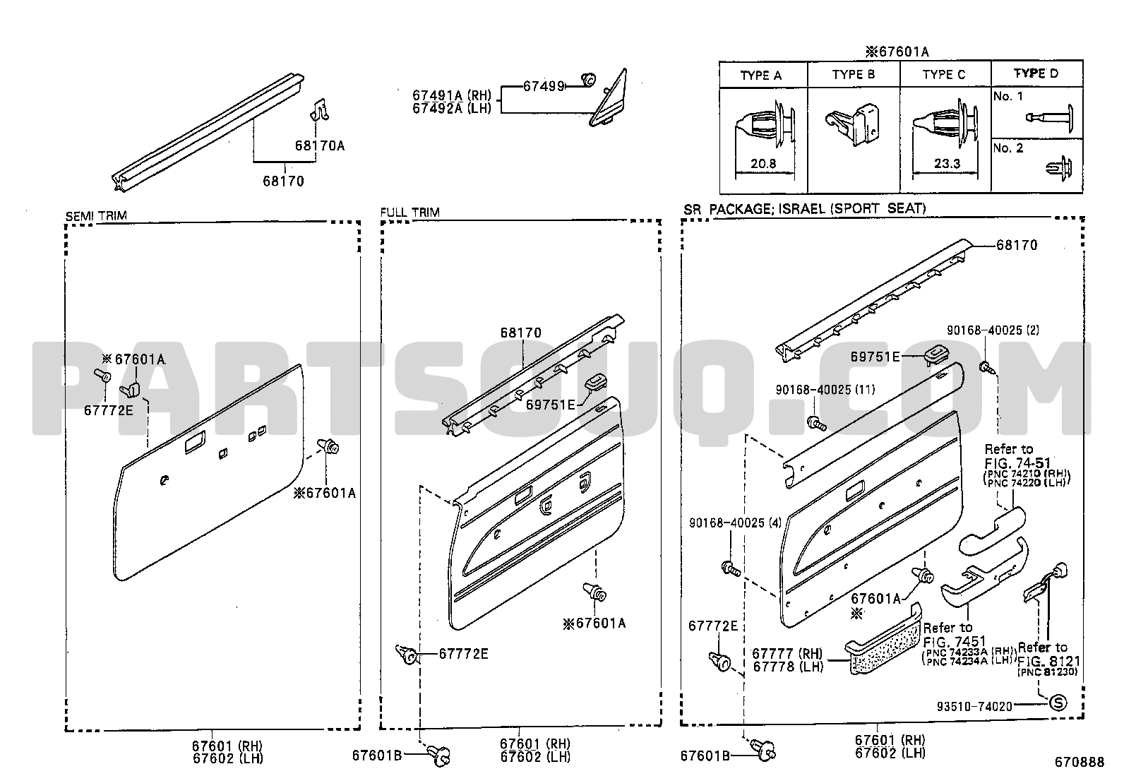 Genuine Toyota 67610-35490-J0 Door Trim Board