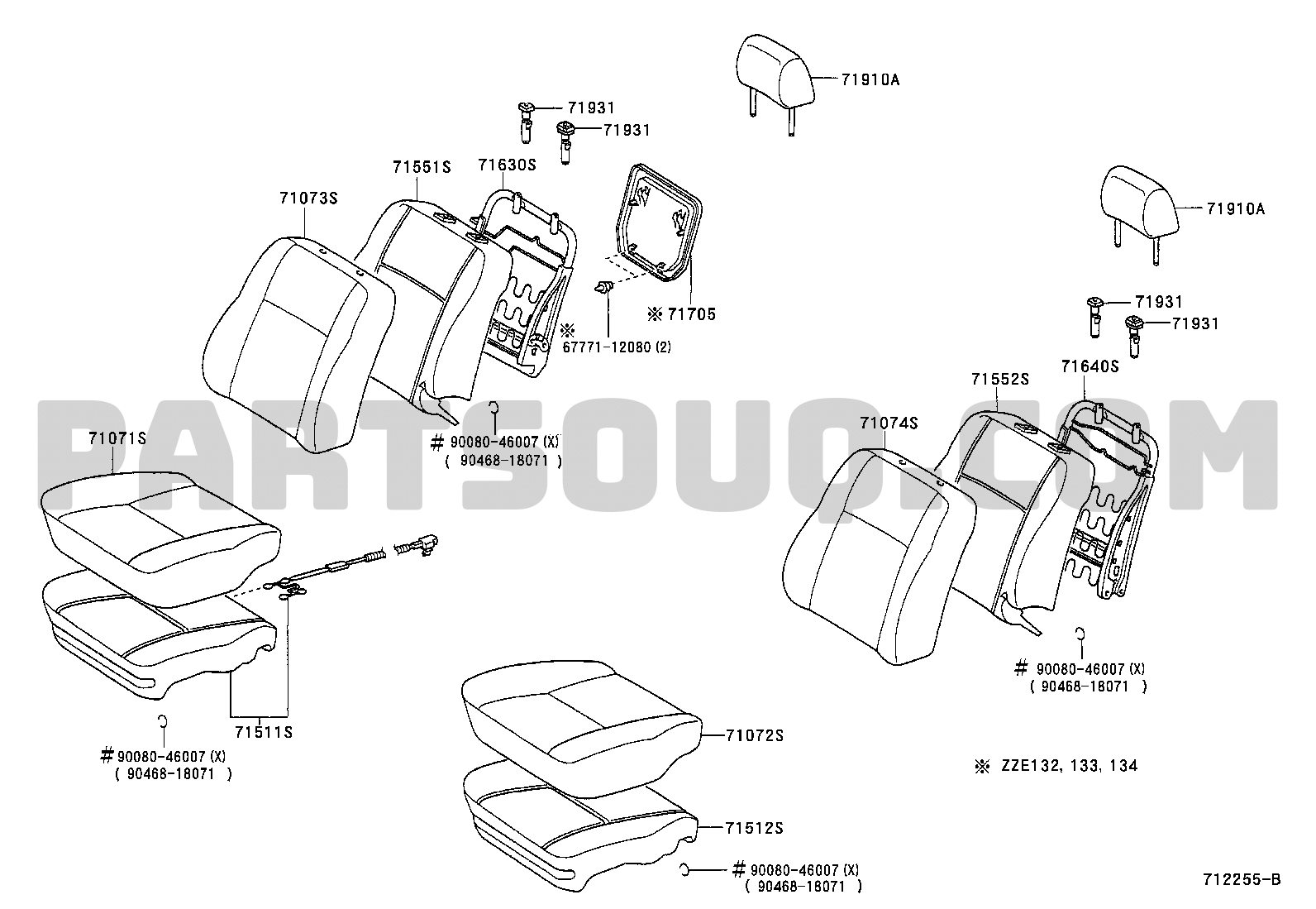 TOYOTA Genuine 71072-01080-B1 Seat Cushion Cover