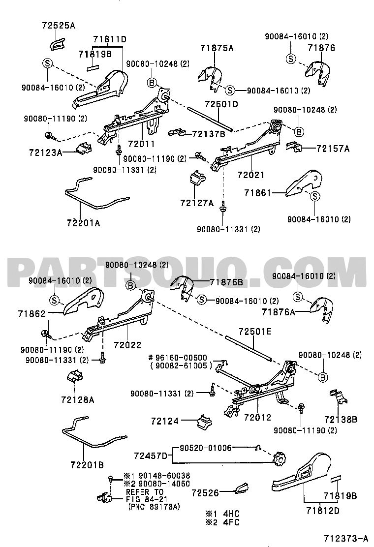Toyota 72158-AC010-B0 Seat Track Bracket Cover