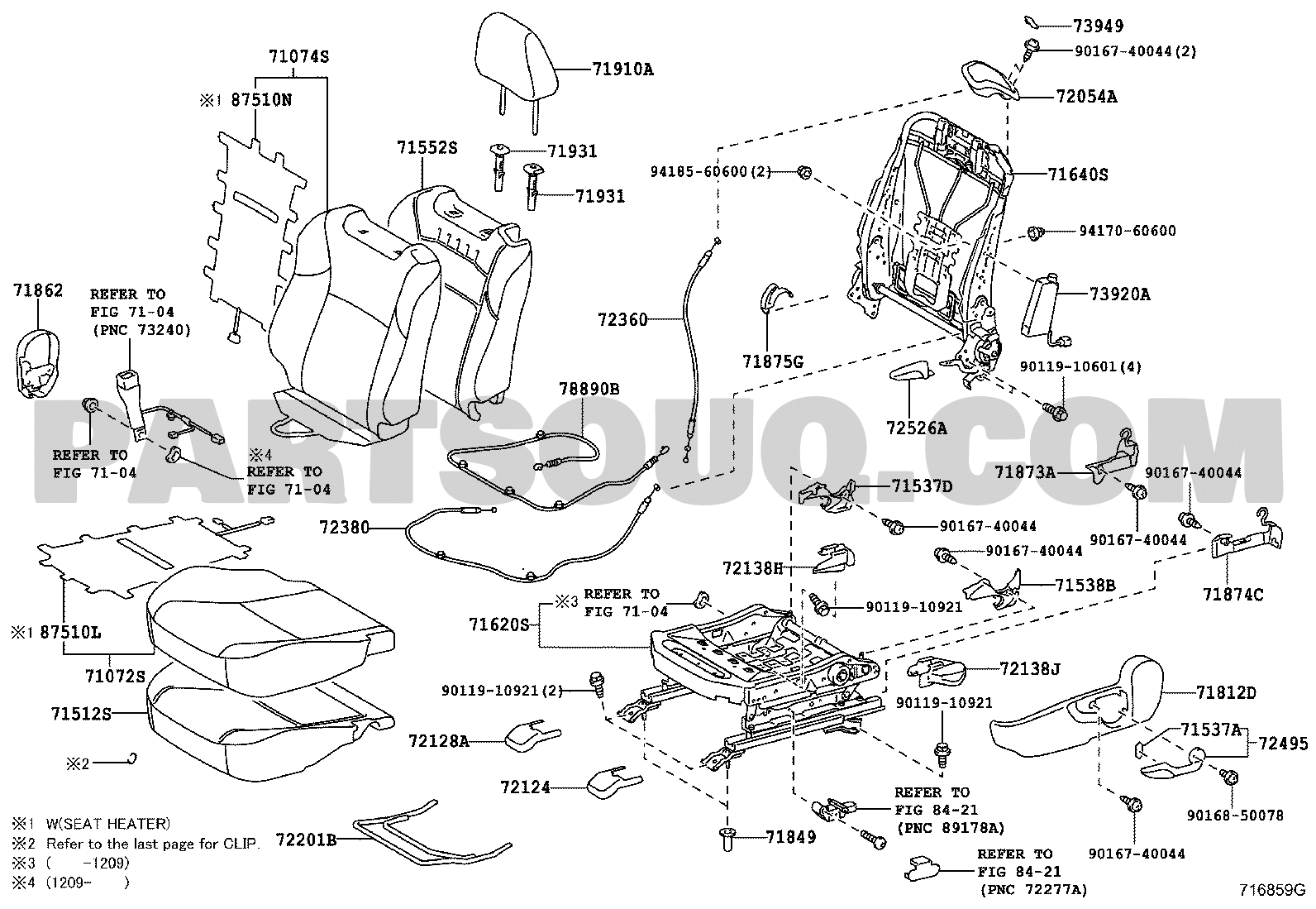 TOYOTA Genuine 72526-21020-B0 Reclining Adjuster Release Handle