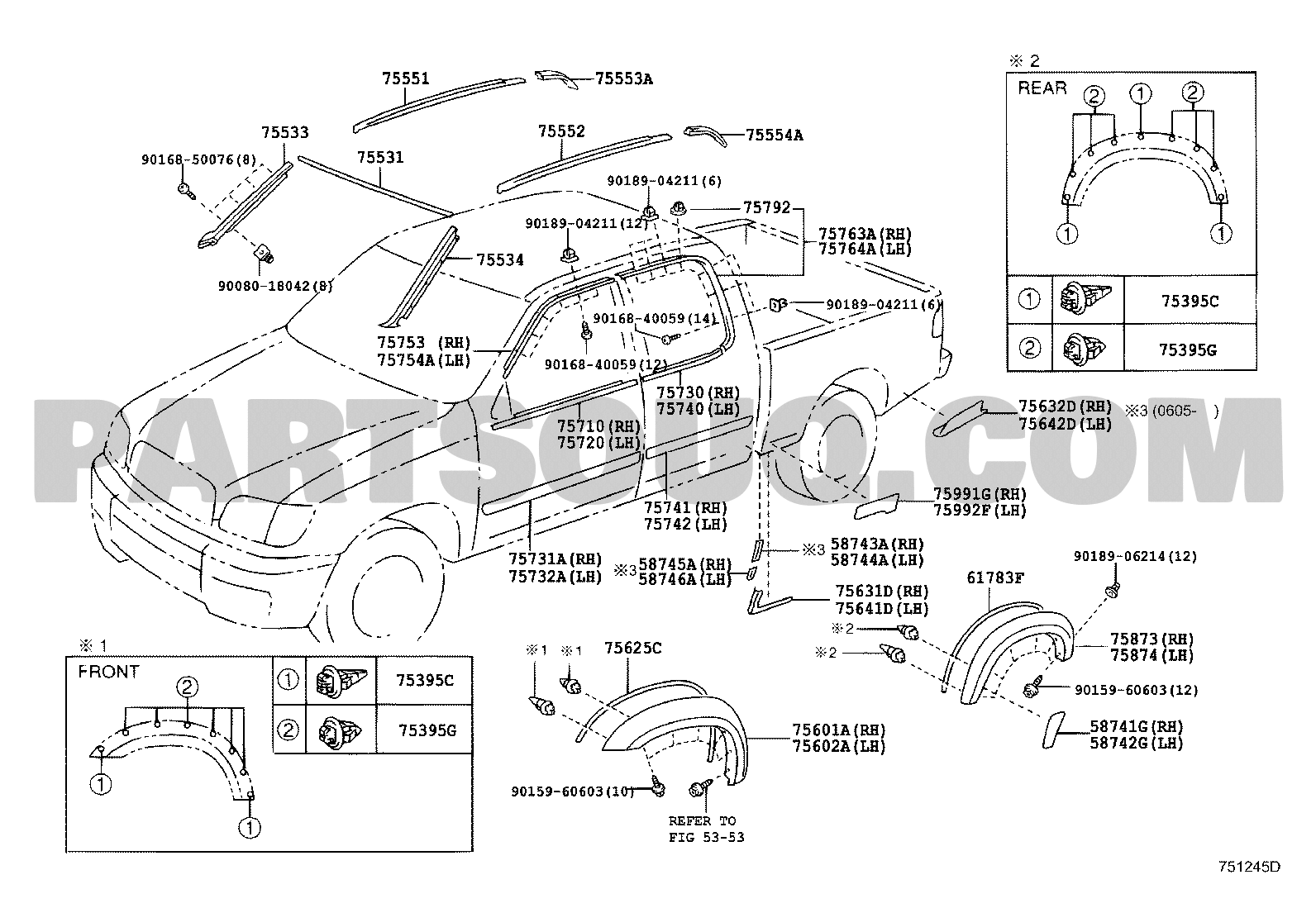 Genuine Toyota 61783-0C030-B0 Wheel Opening Pad