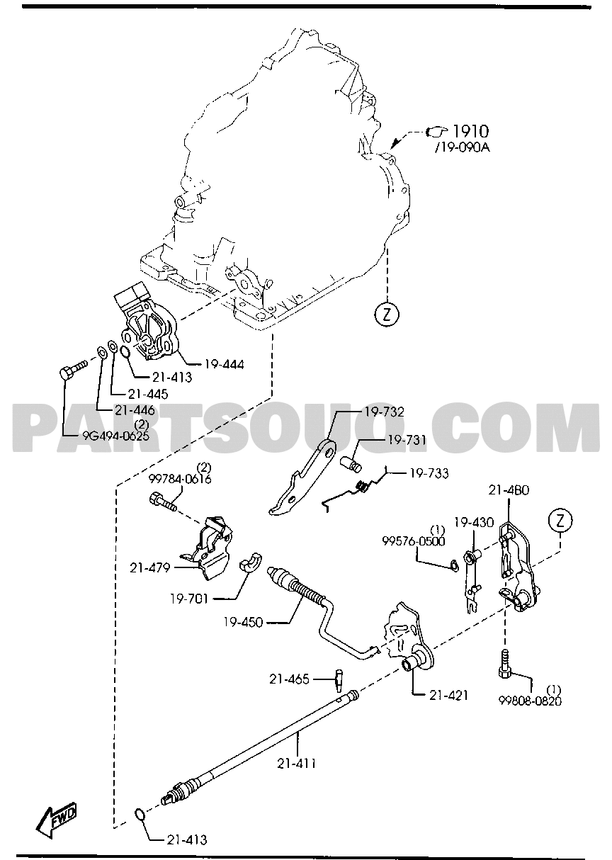 Gasoline-Engine 4-Cylinder Transmission | Mazda PREMACY Europe 07.2001