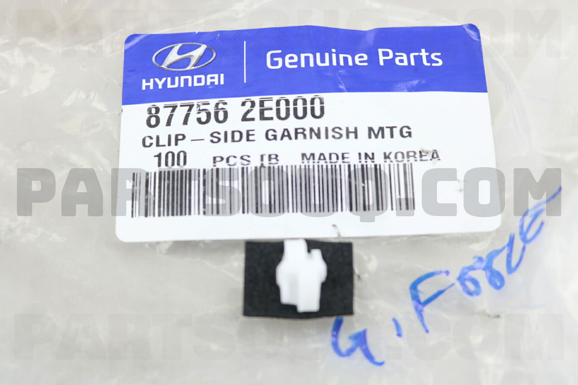 877562E000 Hyundai / KIA CLIP-SIDE GARNISH MTG, Price: 0.69$, Weight ...