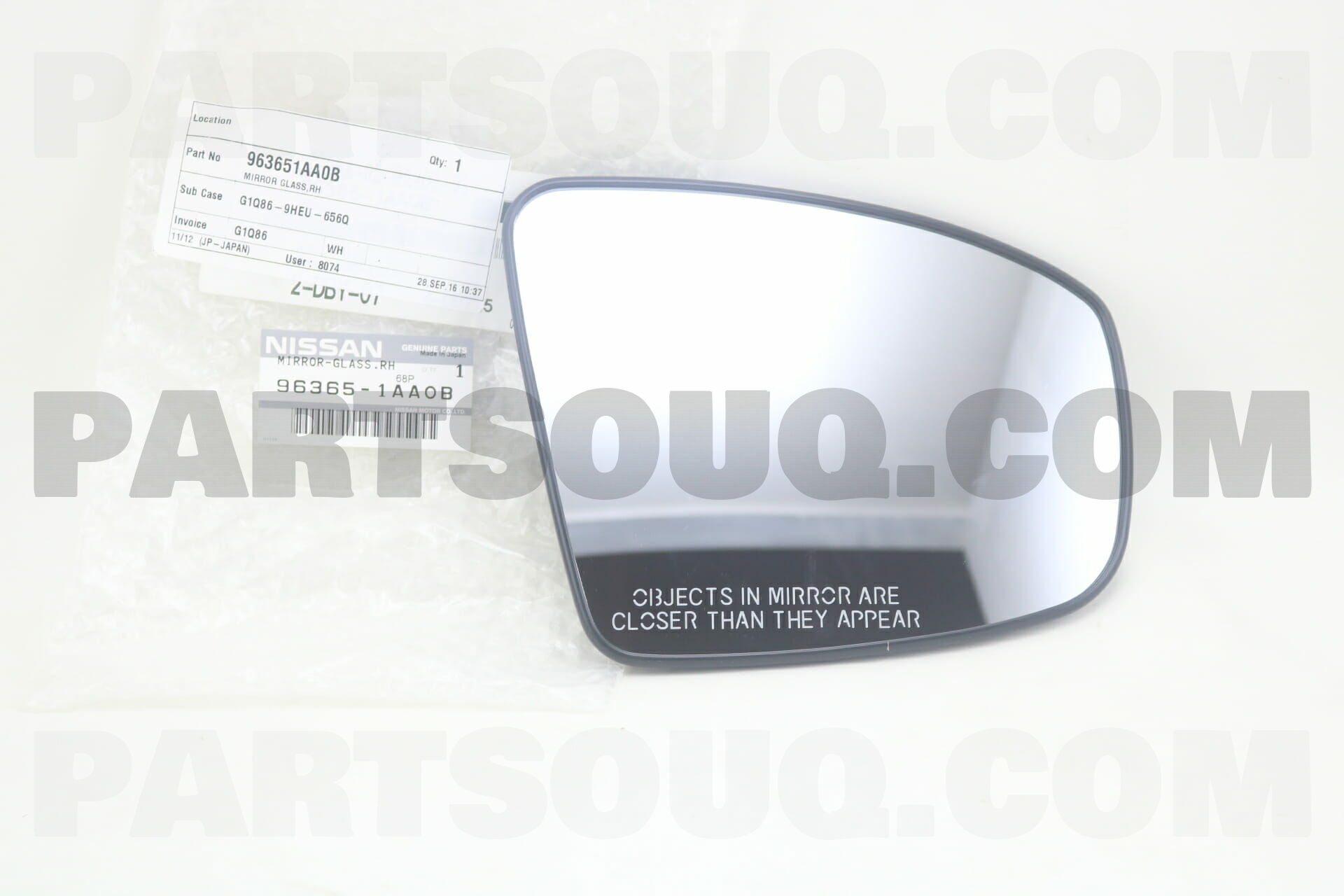 Genuine Nissan Mirror Glass 96365-1AA0B